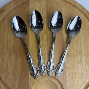 Reed & Barton Stainless Select Baroque Flatware 6 3/8" Teaspoons Set Of 4 Glossy